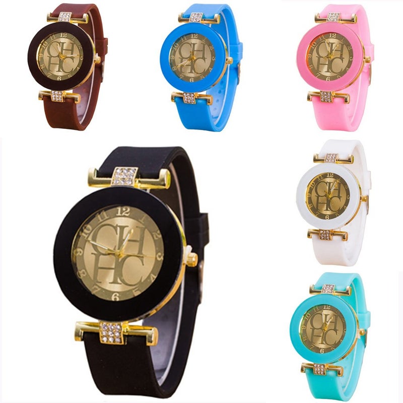 CdyBox 6 Assorted Ladies Women's Wrist Watch Rhinestone Crystal Watch Silica Gel Wristwatch - Image 1
